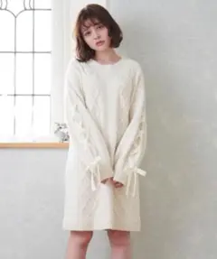 マジェスティックレゴン レースアップニットワンピ