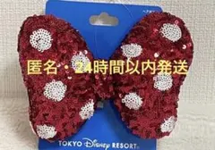 ディズニー ミニー リボン ヘアゴム スパンコール ヘアポニー レッド 赤