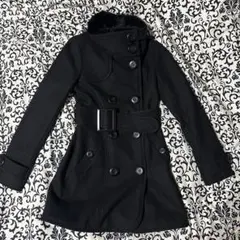 00s y2k 平成初期ファー付き ロングコート ウール