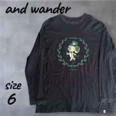 and wander ジェリープリント ロングスリーブTシャツ 6 黒