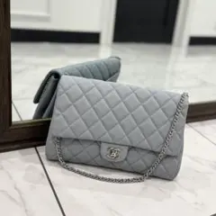 シャネル マジックCC トートバッグ ブルー ホワイト キャンバス レザー 