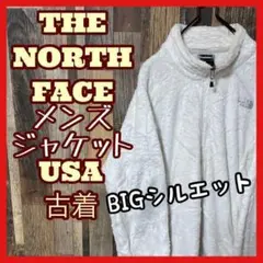 ノースフェイス レディース ロゴ フリース ホワイト XL古着 長袖 ジャケット