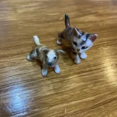 【未使用】レトロ　陶器　犬　猫　2個セット