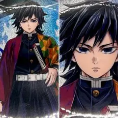 【鬼滅の刃】　冨岡義勇　キービジュアル グリッター缶バッジセット　柱展　水柱