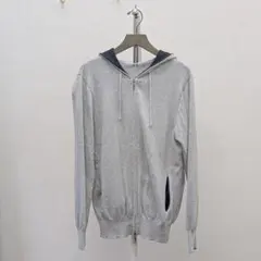 three dots スリードッツ ニットパーカー ダブルジップ グレーのサムネイル