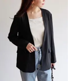 ノーカラージャケット黒