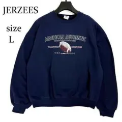 JERZEES スウェット トレーナー アメカジ フットボールプリント 紺 L