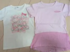 ピンク プリーツスカート風Tシャツ 　2枚セット
