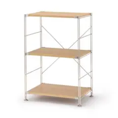 【美品】無印 ステンレスユニットシェルフ オーク材棚セット 小