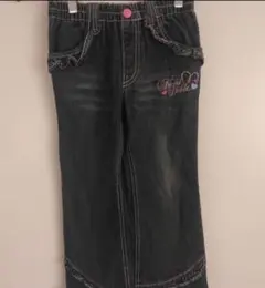 ★ブラックデニムパンツ フリル装飾付き　120★