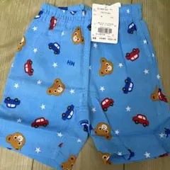 新品未使用タグ付き　ミキハウス クマ柄パンツ 70-80 プッチーくん　夏用 車