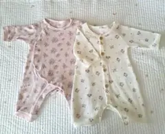 花柄長袖ロンパース　2枚セット 70