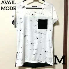 ☆美品☆ AVAIL MODE アベイルモード 半袖Tシャツ 白黒 M ポケットのサムネイル