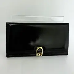 希少 GUCCI オールドグッチ 二つ折り 長財布 パテントレザー ブラック