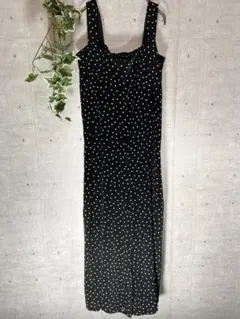 STYLE DELI サロペット ブラック 黒 水玉 ドット Sサイズ 古着のサムネイル