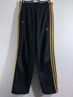 00s アディダス トラックパンツ ラスタカラー シャドーストライプ 黒 M