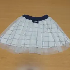 チェック柄チュールスカート ホワイト・ネイビー 110cm
