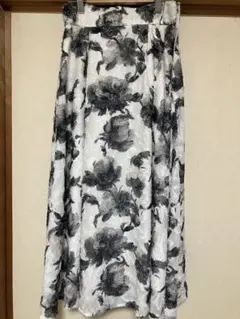 フラワープリント ロングフレアスカート