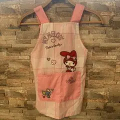 美品キッズ　マイメロディ エプロン ピンク チェック