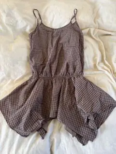 ブラウンチェック キャミワンピース