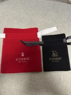 アレクサンドルドゥパリ 巾着袋 ポーチ ベロア ブラック レッド