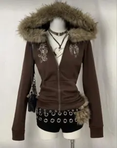 平成ギャル　y2k ジップパーカー　フェアリーグランジ