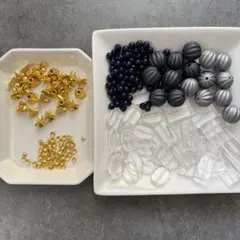 アクリルビーズ ビーズキャップ クリア かぼちゃビーズ 164g まとめ売り