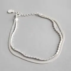 148 スネークチェーン×ボールチェーン2連シルバーブレスレット SV925