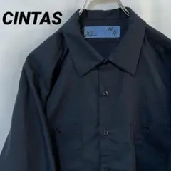 N-5645 CINTAS アメリカ古着 ワークシャツ 長袖 企業ロゴ 無地XL