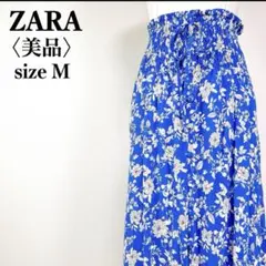 【美品】ザラ フロントスリット 花柄 フラワープリントロングフレアスカート