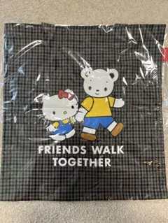 新品 ハローキティ× familiar 黒系ファミリアチェック トートバッグ