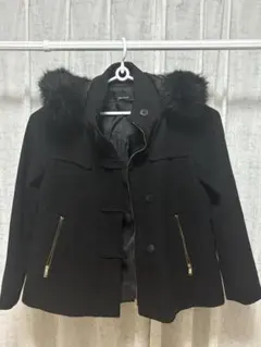 ZARA BASIC Lサイズ ファー付きコート Pコート