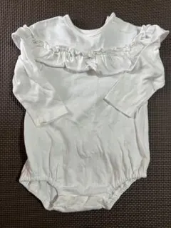 ホワイトロンパース フリル付き 80