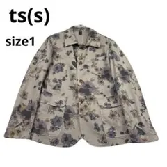 美品　ts(s) TSS 総柄　花柄テーラードジャケット ベージュ　薄手のサムネイル