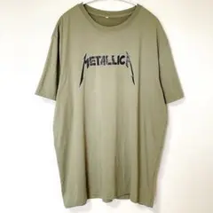 メタリカ Tシャツ クルーネック 半袖 ロゴ XXL カーキ ポリエステル