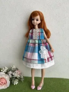 リカちゃん服　834 ダブルスカートワンピース　ハンドメイドのサムネイル