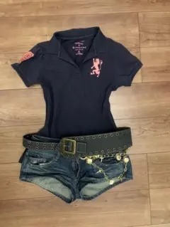 平成ギャル　GIORDANO ポロシャツ ネイビー レディース Mのサムネイル