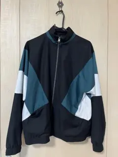 ナイロンジャケット カラーブロック 黒 ティール
