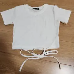 SHEIN ホワイト クロップドTシャツ リボン付き
