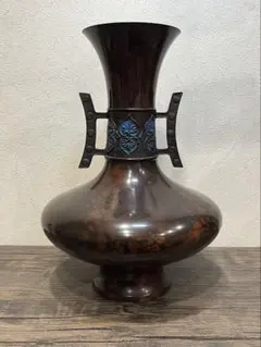 【送料込み】壺　花瓶　アジアンスタイル 金属製フラスコ型花瓶　兼寄