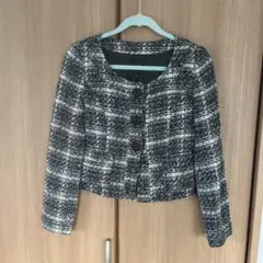 テーラードジャケット ブラック・ホワイト チェック柄