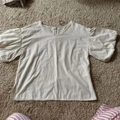 【美品】 earth アース ストライプシャツ ベージュ サイズFree