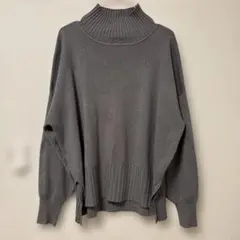 Simpliciteオーバーサイズ グレー ニットセーター タートルネックグレー