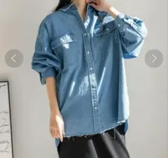 今季✭新品未使用品✭LOWRYS FARM デニムBIGシャツ ピンク - メルカリ
