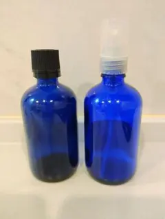 青色ガラス瓶、スプレーボトル 100ml