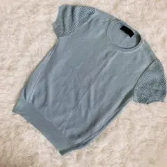 UNTITLED (アンタイトル) 半袖 ライトブルー メッシュ袖　ラメ　0