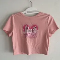 【SHEIN】ピンク 猫プリント 半袖Tシャツ Lサイズ