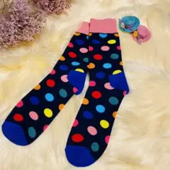 復活！靴下　ピンク水玉カラフルソックス　プレゼントやお揃いでも！