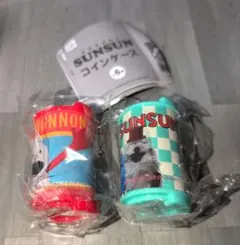 パペットスンスン　コインケース　ライトグリーン　レッド　ガチャ　カプセルトイ