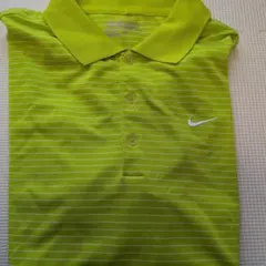 Nike 蛍光グリーン ストライプ ポロシャツ